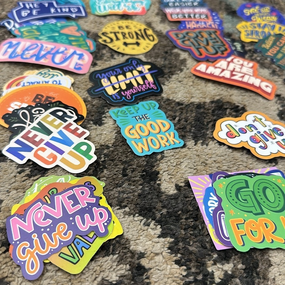 50 Positive Stickers Motivational Sticker Collection Various Colors and Designs